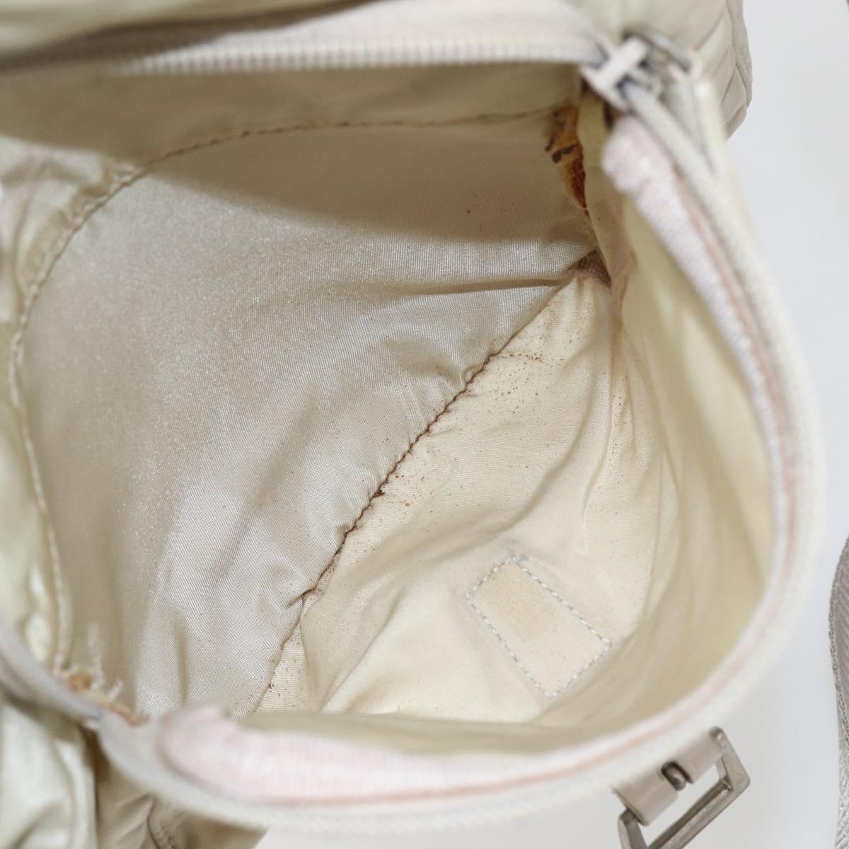 PRADA Shoulder Bag Nylon Beige Silver Auth 151497