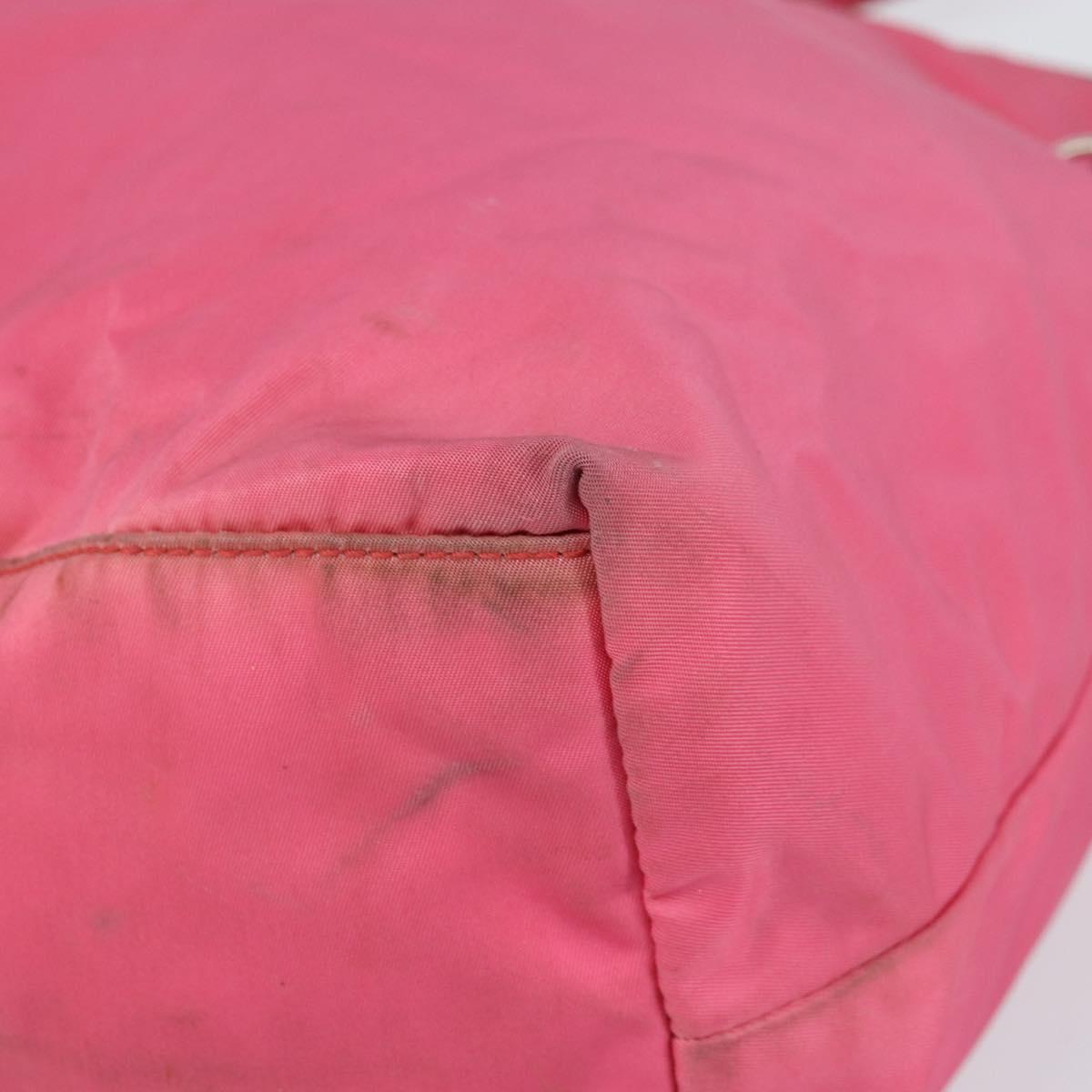 PRADA Tote Bag Nylon Pink Silver Auth 151499