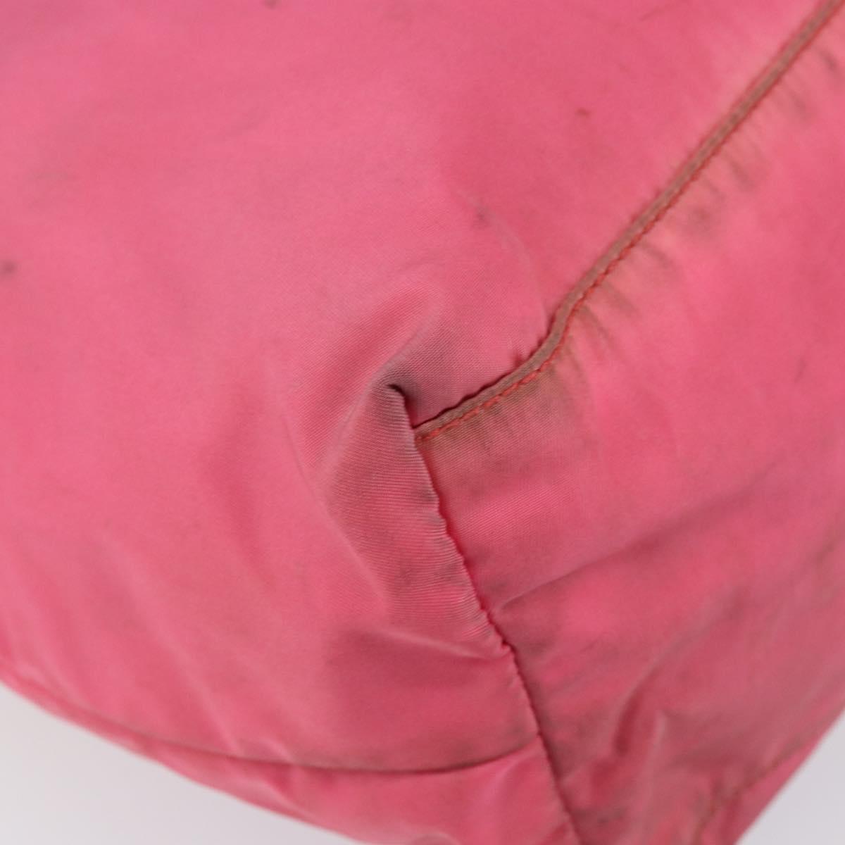 PRADA Tote Bag Nylon Pink Silver Auth 151499