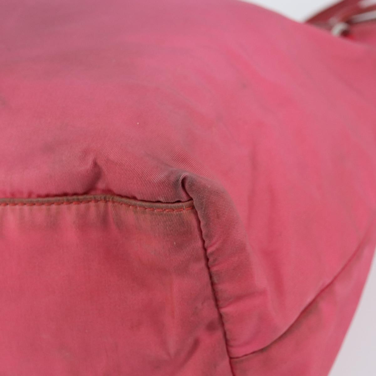 PRADA Tote Bag Nylon Pink Silver Auth 151499