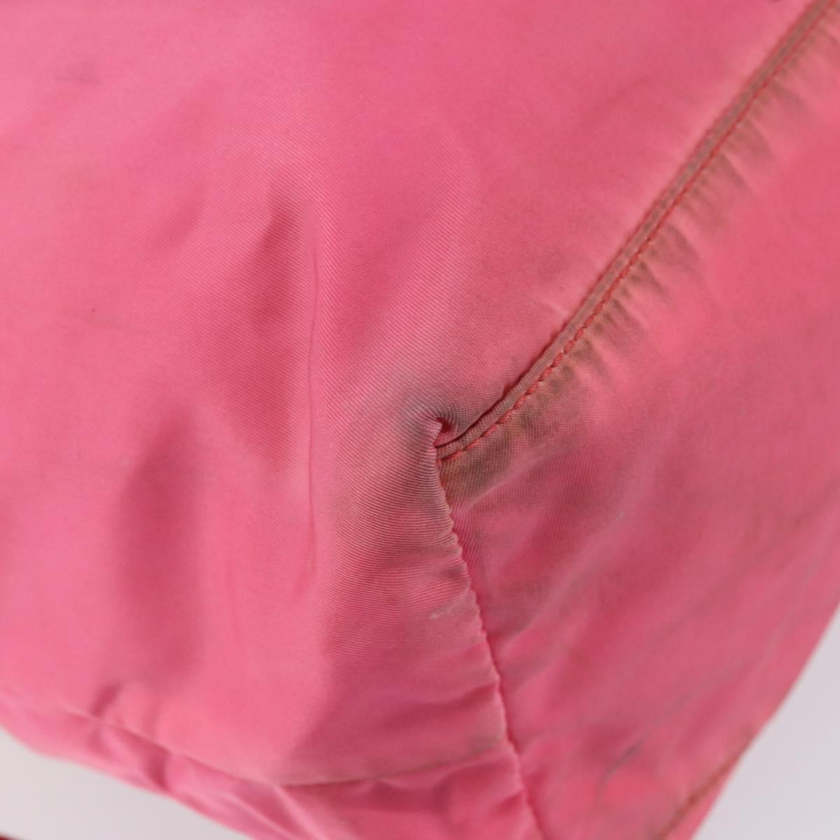 PRADA Tote Bag Nylon Pink Silver Auth 151499