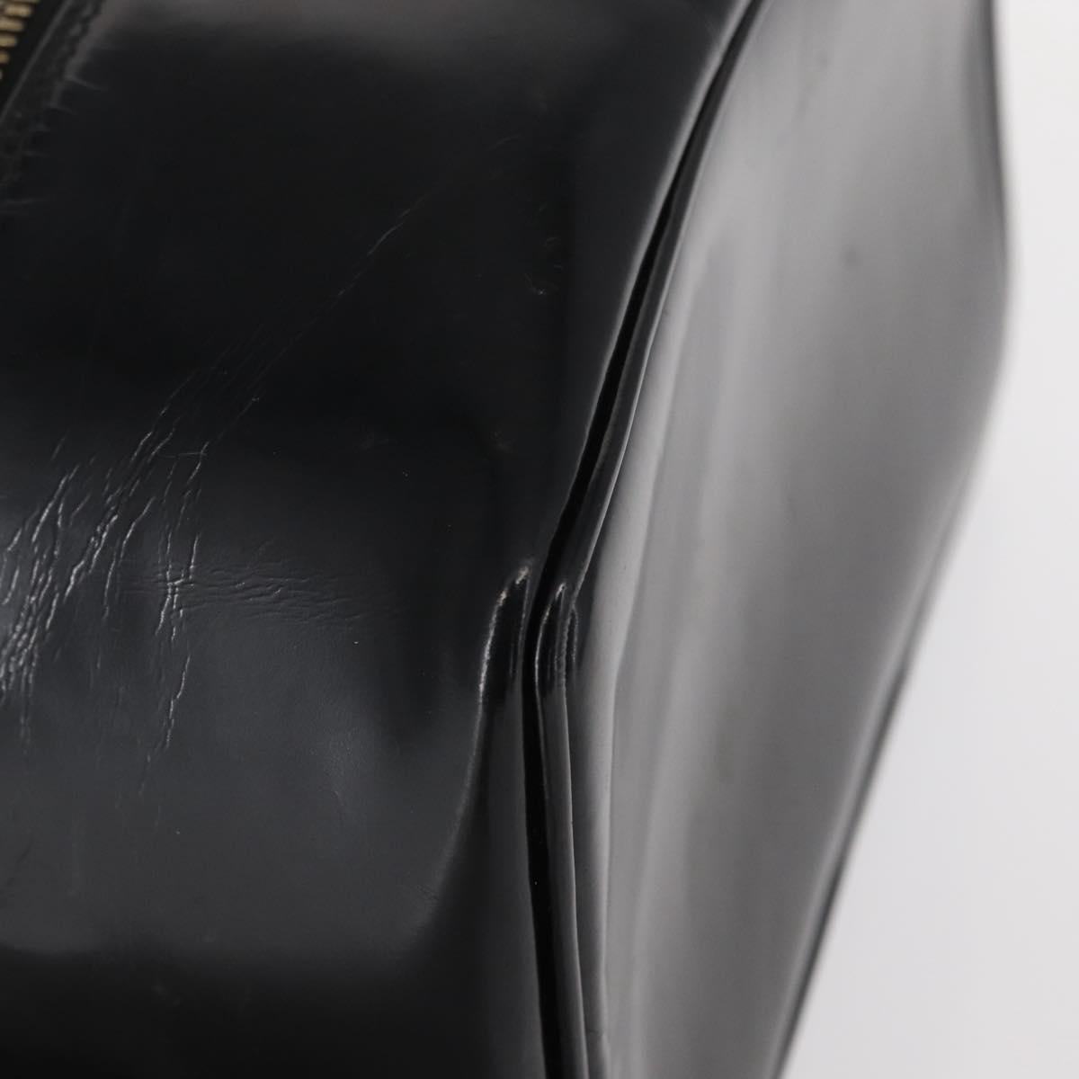 GUCCI Bamboo vanity Hand Bag Patent leather Black Gold 032 1705 0150 Auth 151500