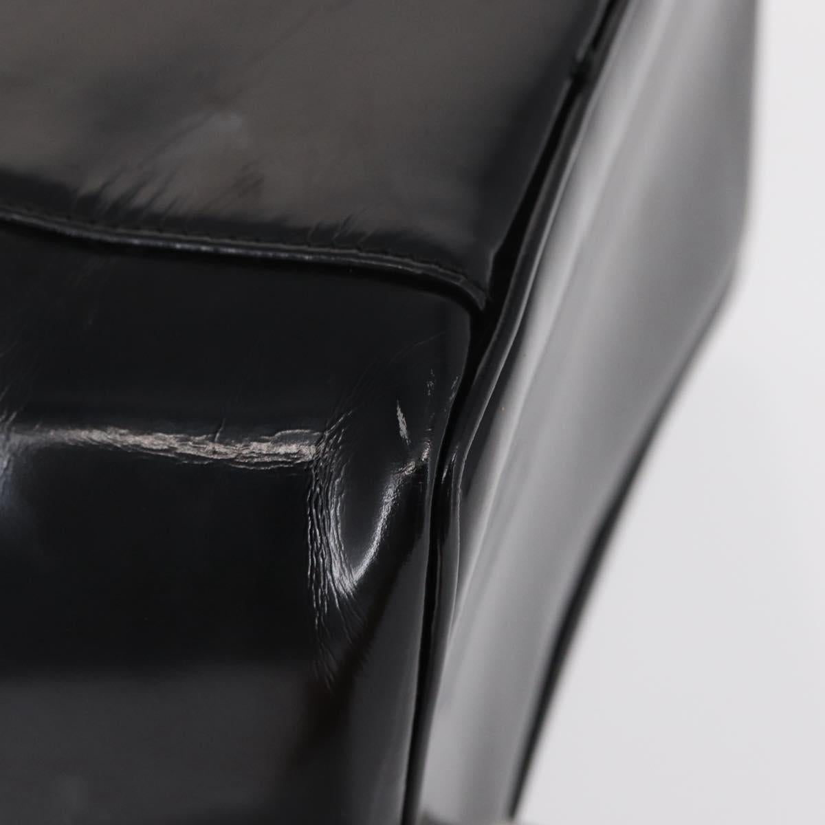 GUCCI Bamboo vanity Hand Bag Patent leather Black Gold 032 1705 0150 Auth 151500