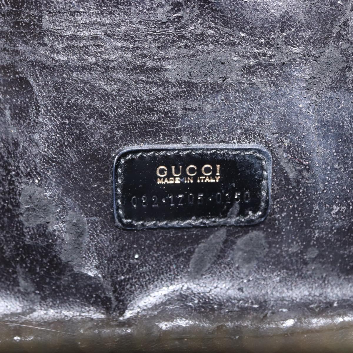 GUCCI Bamboo vanity Hand Bag Patent leather Black Gold 032 1705 0150 Auth 151500