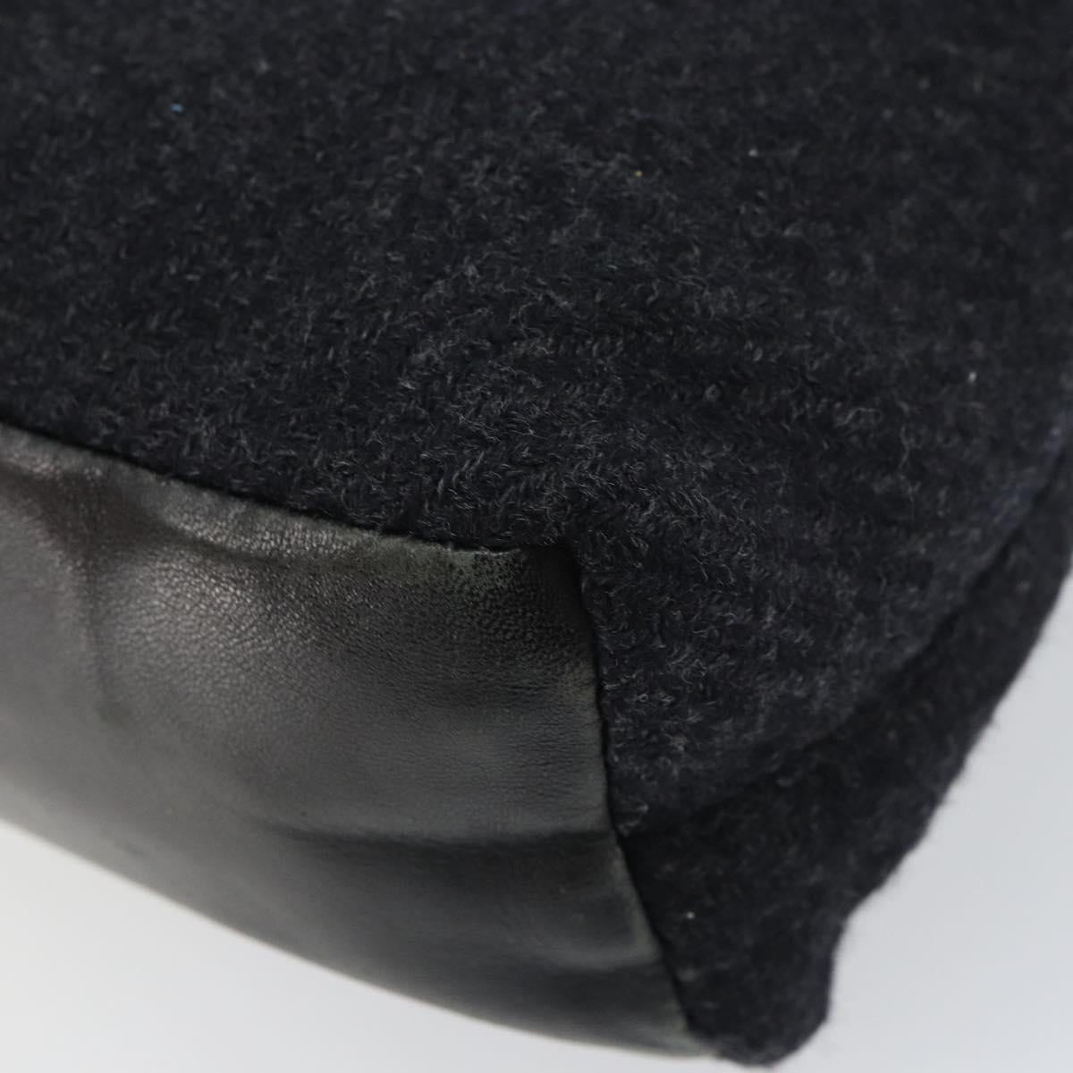 PRADA Shoulder Bag Wool Black Silver Auth 151503