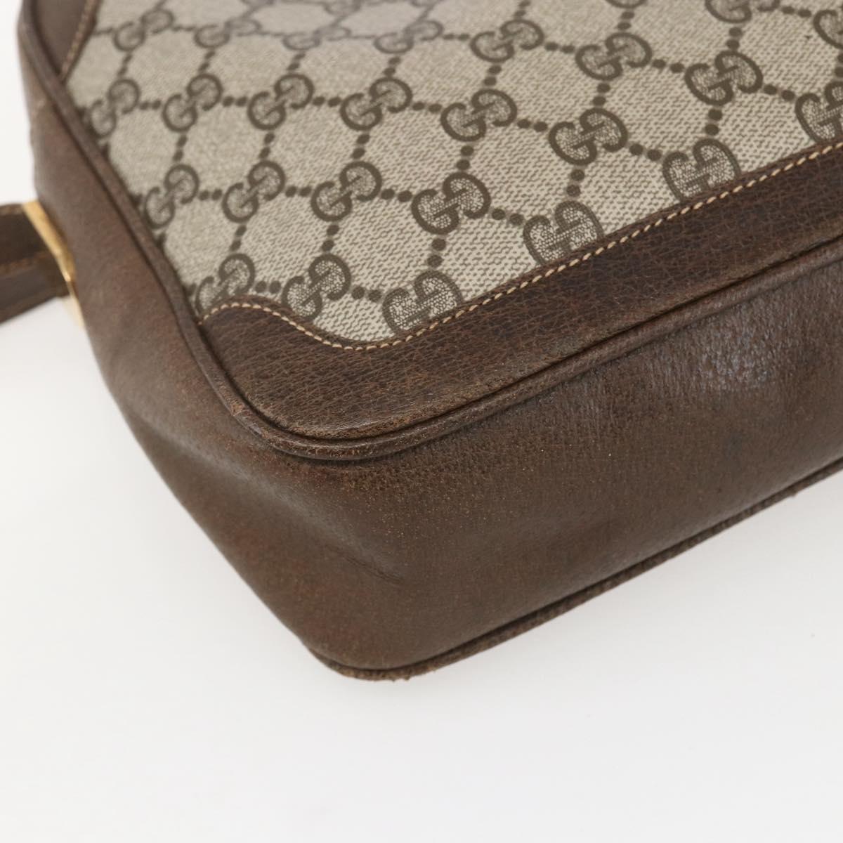 GUCCI GG Supreme Shoulder Bag PVC Beige Gold Auth 151504