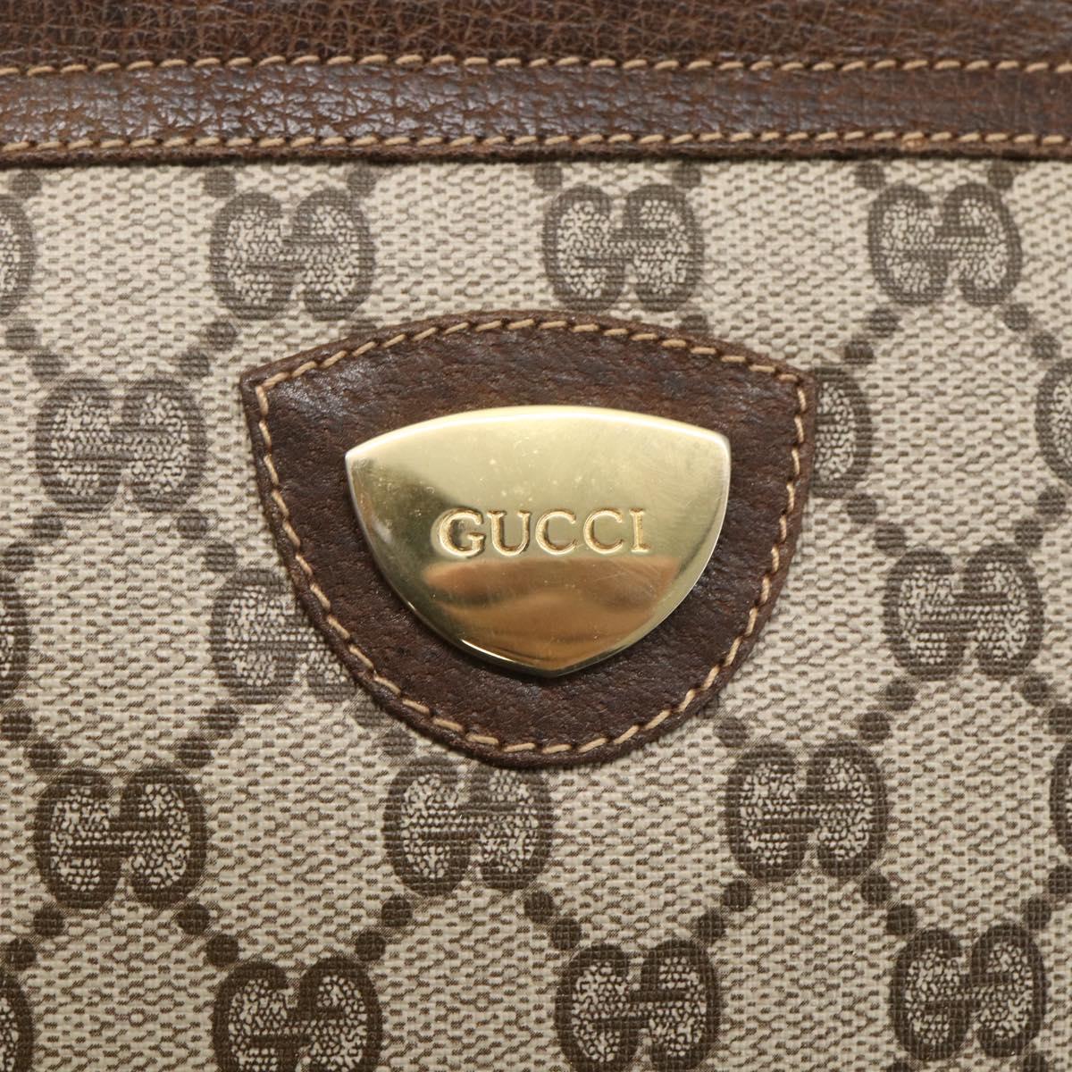 GUCCI GG Supreme Shoulder Bag PVC Beige Gold Auth 151504