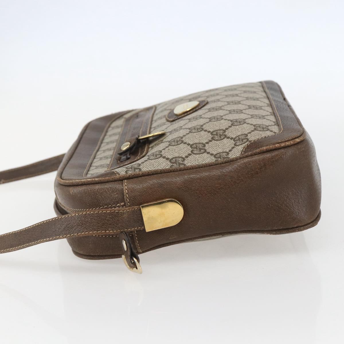 GUCCI GG Supreme Shoulder Bag PVC Beige Gold Auth 151504