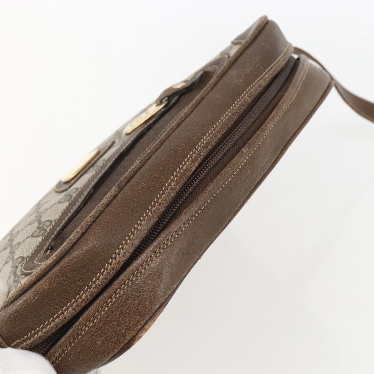 GUCCI GG Supreme Shoulder Bag PVC Beige Gold Auth 151504