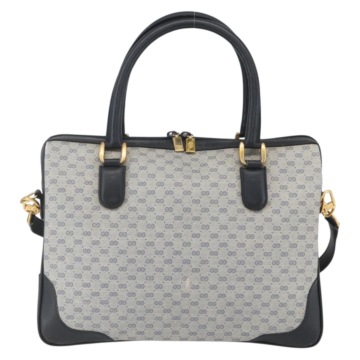 GUCCI Micro GG Supreme Hand Bag PVC Navy Gold 002 58 0033 Auth 151506