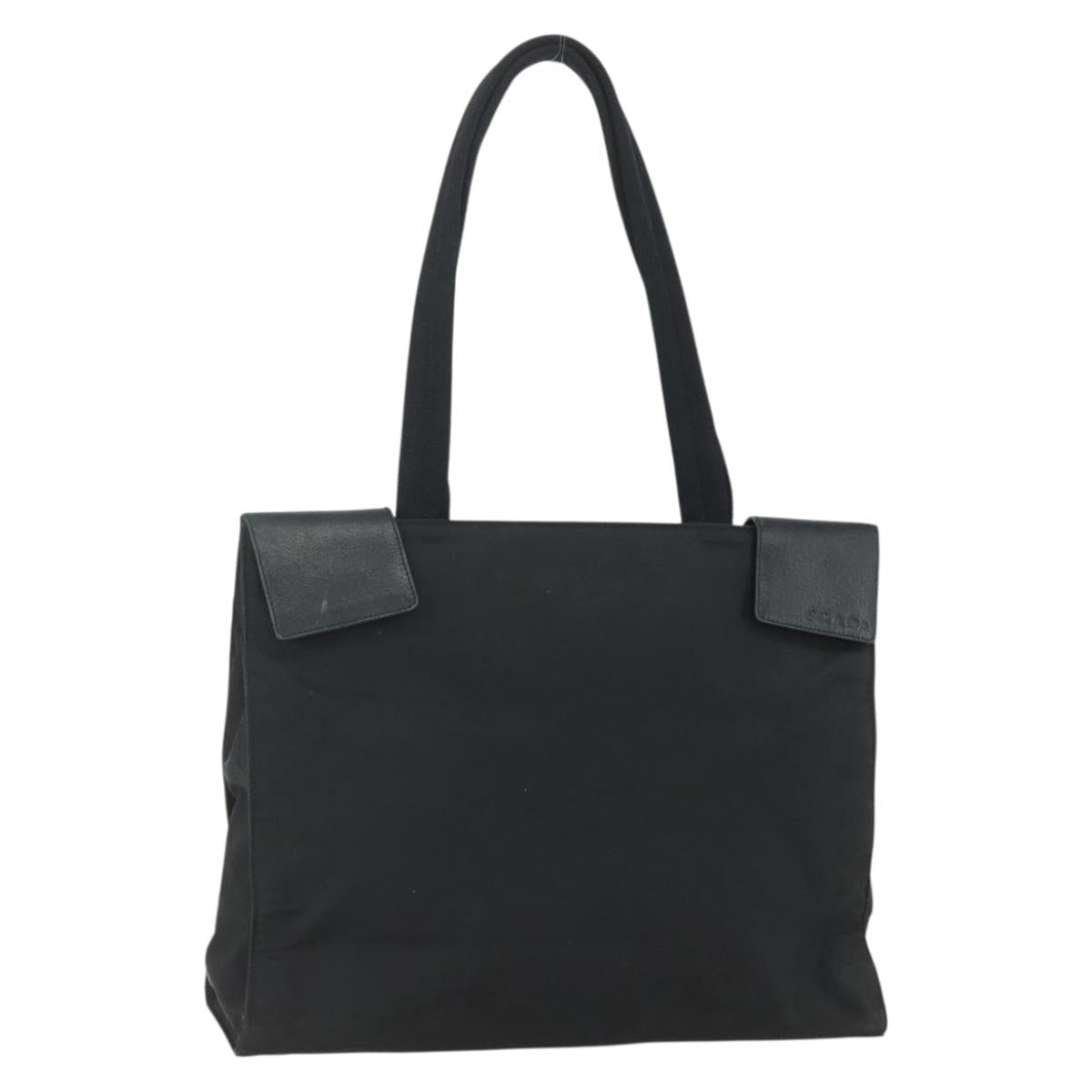PRADA Tote Bag Nylon Black Silver Auth 151507
