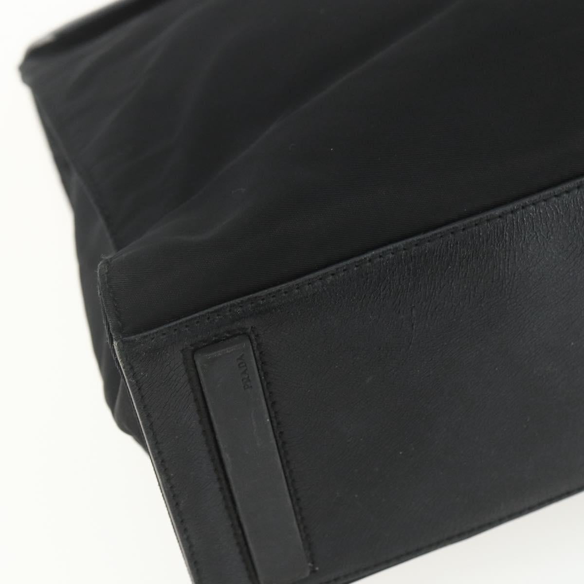 PRADA Tote Bag Nylon Black Silver Auth 151507