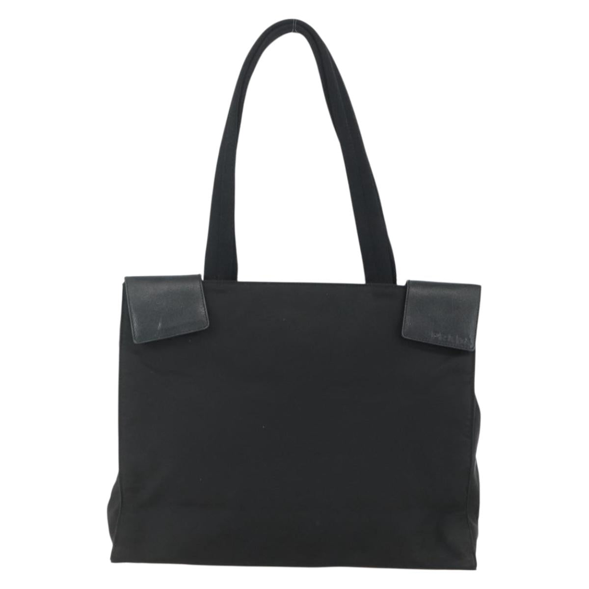 PRADA Tote Bag Nylon Black Silver Auth 151507