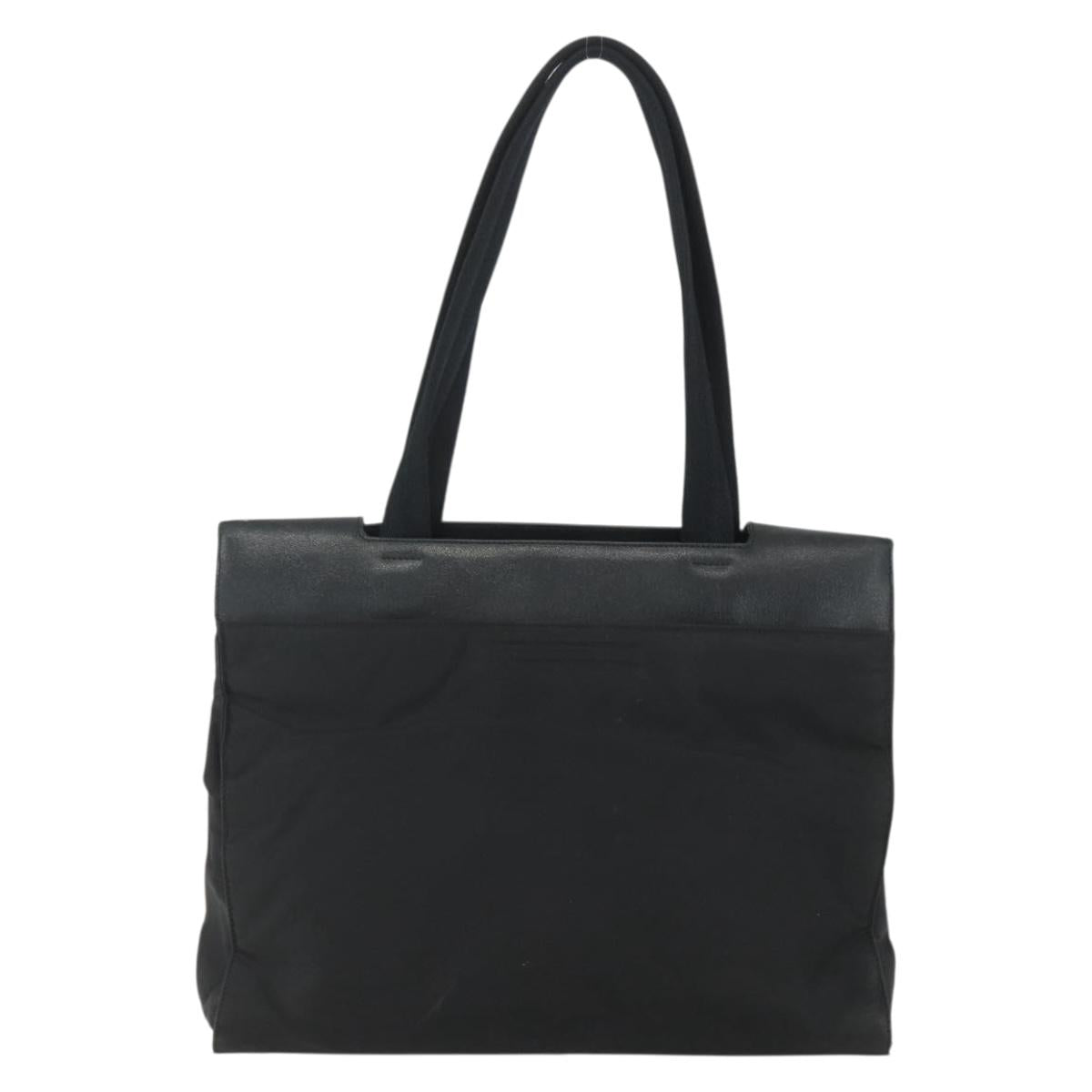 PRADA Tote Bag Nylon Black Silver Auth 151507