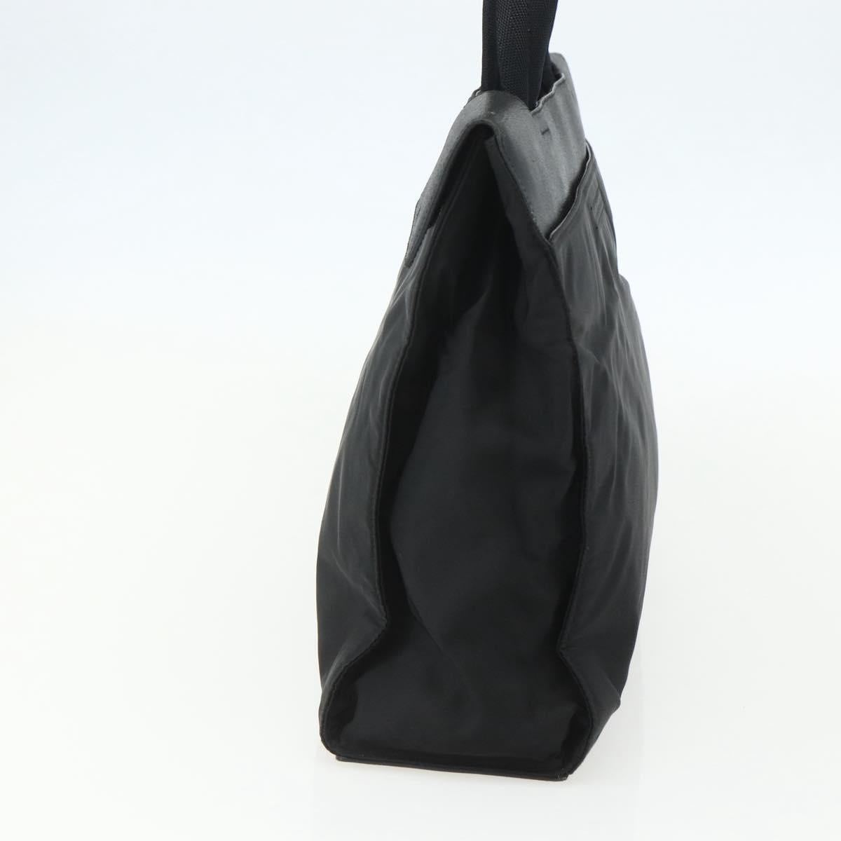 PRADA Tote Bag Nylon Black Silver Auth 151507