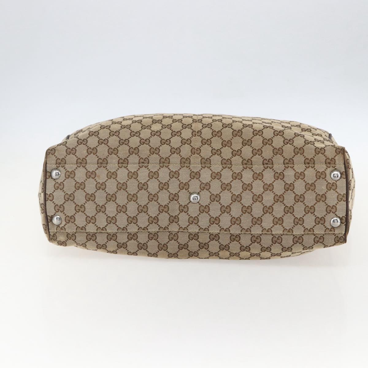 GUCCI GG Canvas Tote Bag Beige Silver 153213 Auth 151508