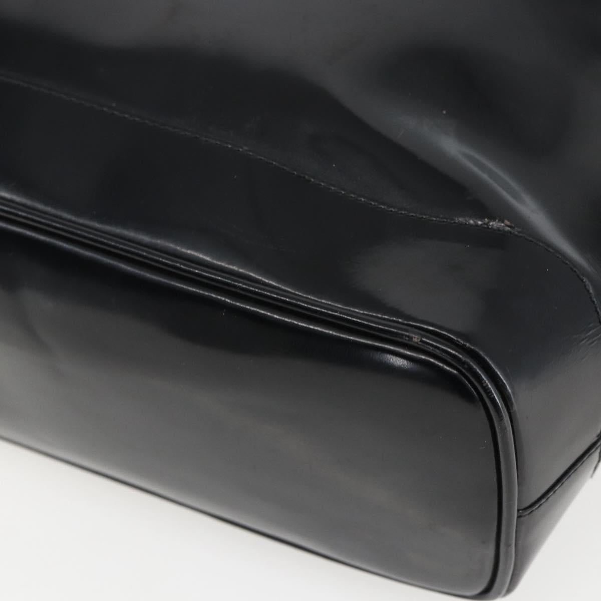 GUCCI Bamboo Shoulder Bag Patent leather Black Gold 001 2214 1649 Auth 151510