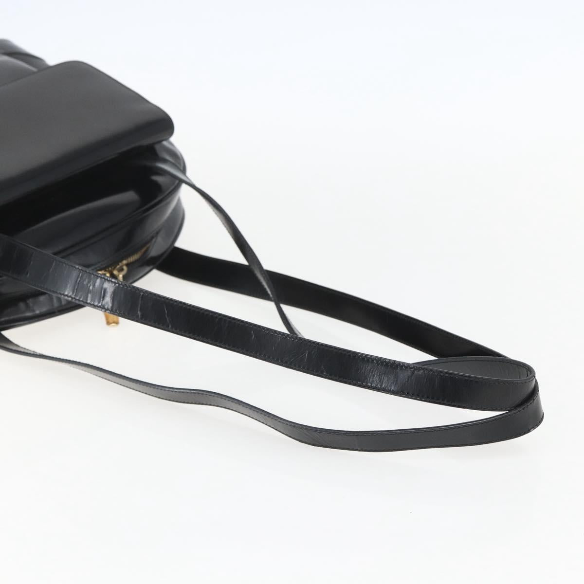 GUCCI Bamboo Shoulder Bag Patent leather Black Gold 001 2214 1649 Auth 151510