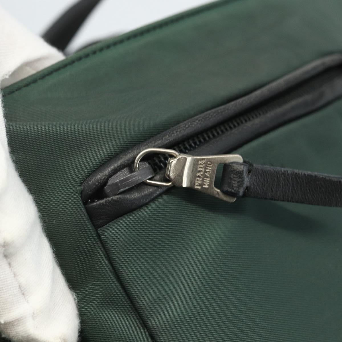 PRADA Tote Bag Nylon Green Silver Auth 151513