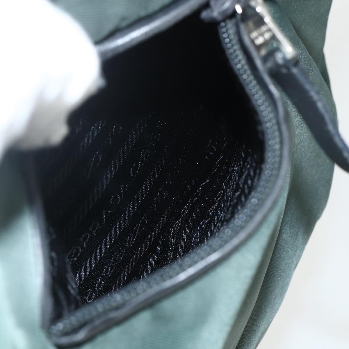 PRADA Tote Bag Nylon Green Silver Auth 151513