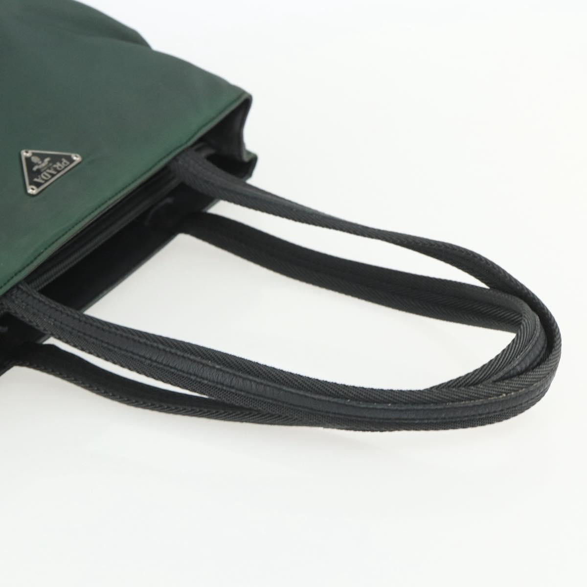 PRADA Tote Bag Nylon Green Silver Auth 151513
