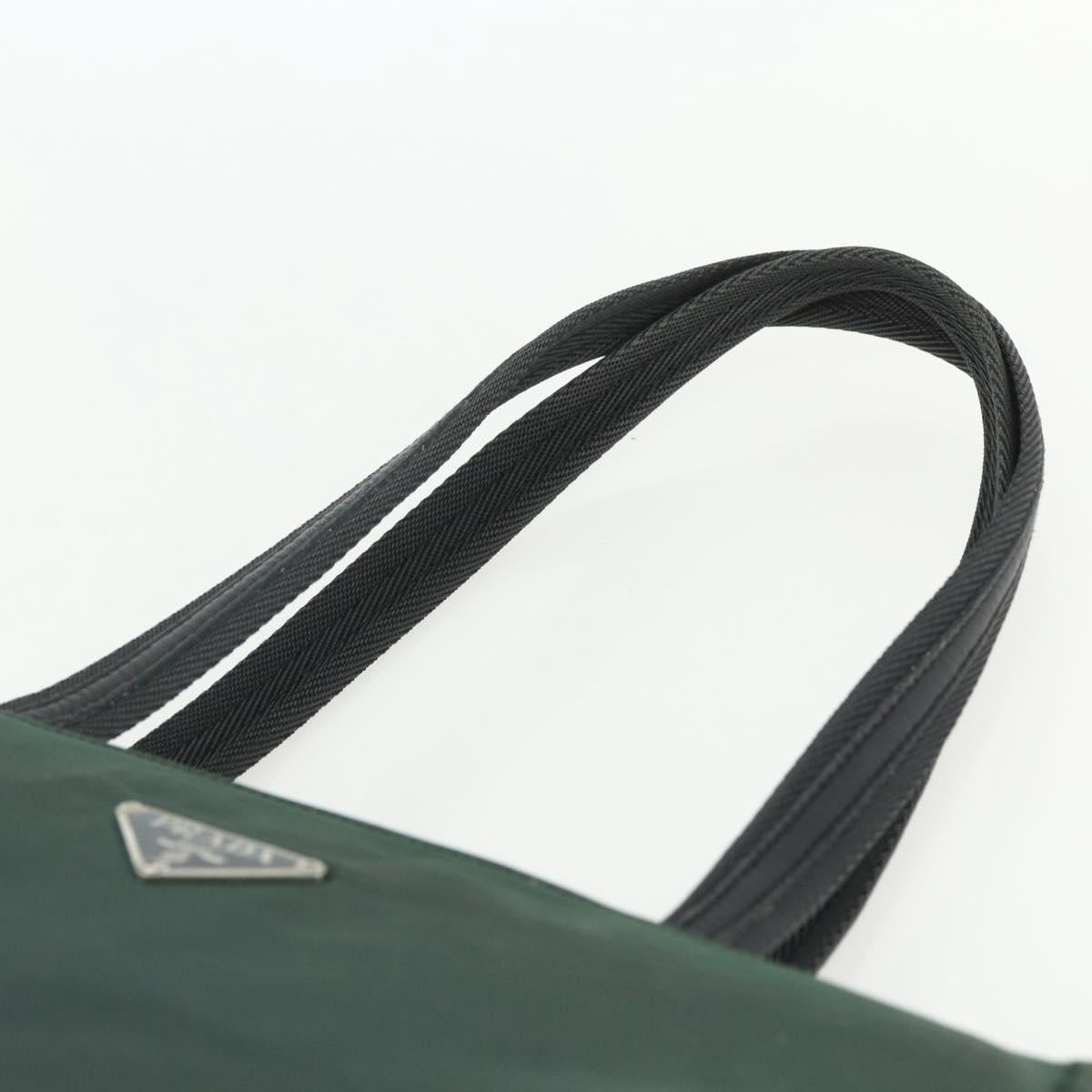 PRADA Tote Bag Nylon Green Silver Auth 151513