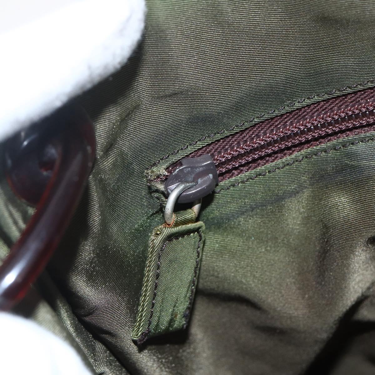 PRADA Shoulder Bag Nylon Green Silver Auth 151514