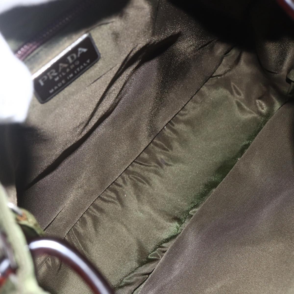 PRADA Shoulder Bag Nylon Green Silver Auth 151514