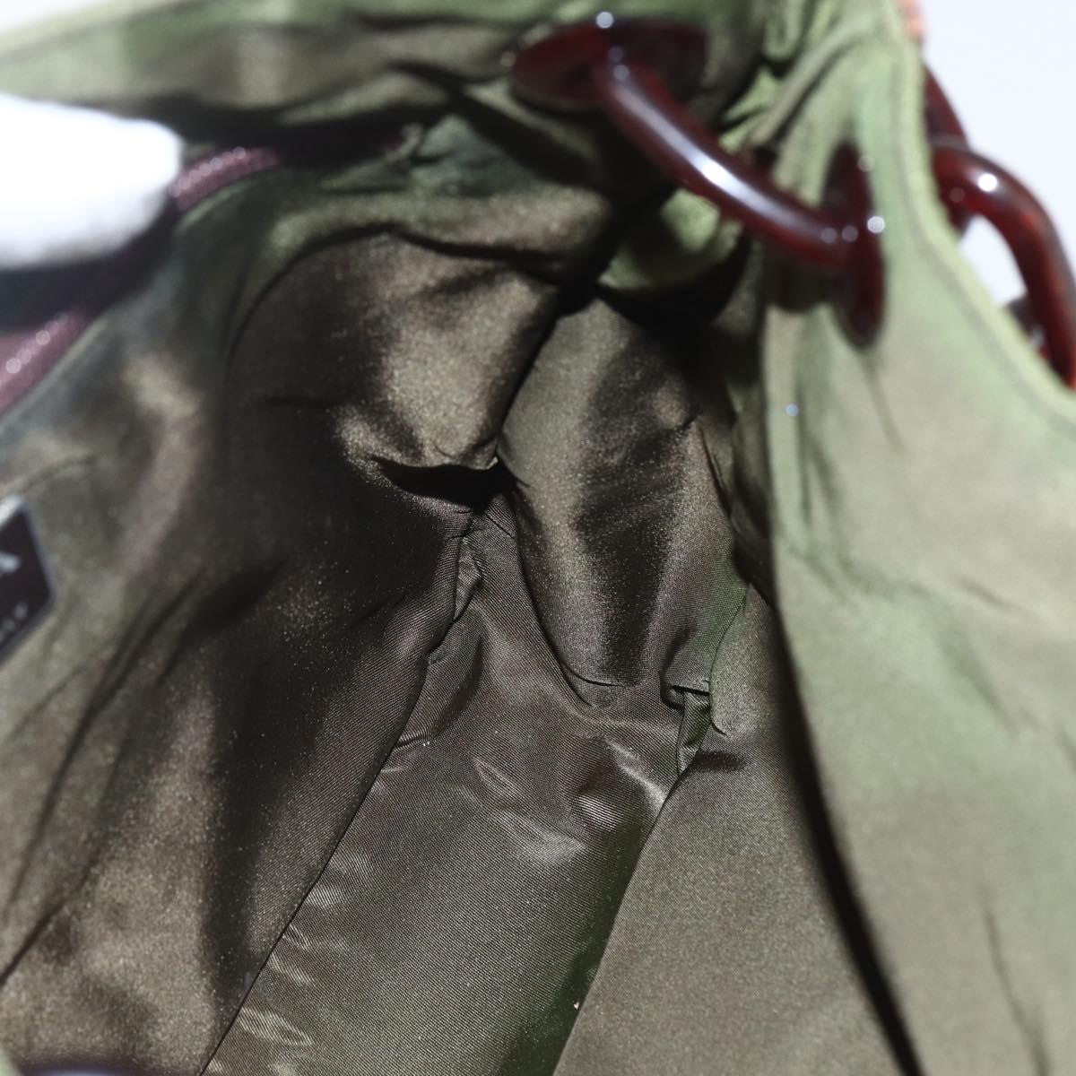 PRADA Shoulder Bag Nylon Green Silver Auth 151514