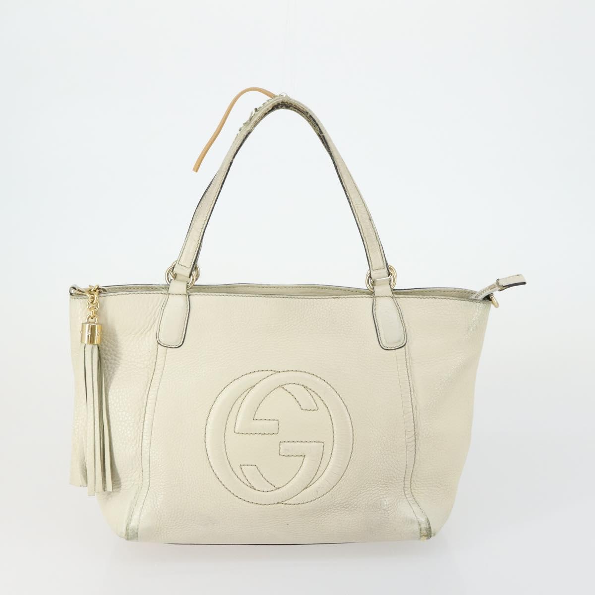 GUCCI GG Canvas Supreme Shoulder Bag Leather 4 Set Beige Red Auth 151517