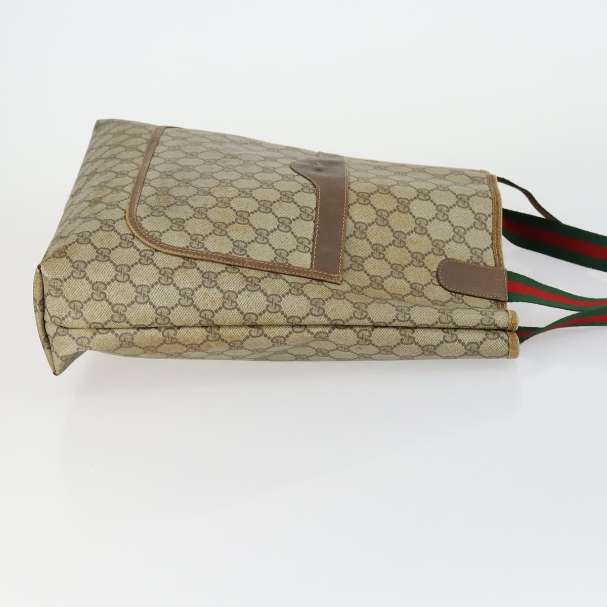 GUCCI GG Canvas Supreme Shoulder Bag Leather 4 Set Beige Red Auth 151517