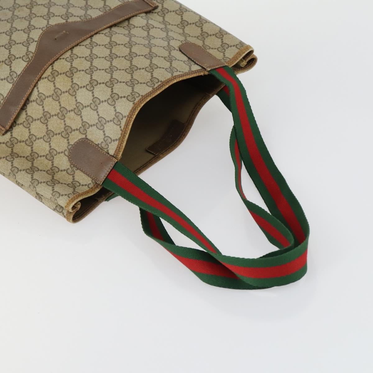 GUCCI GG Canvas Supreme Shoulder Bag Leather 4 Set Beige Red Auth 151517