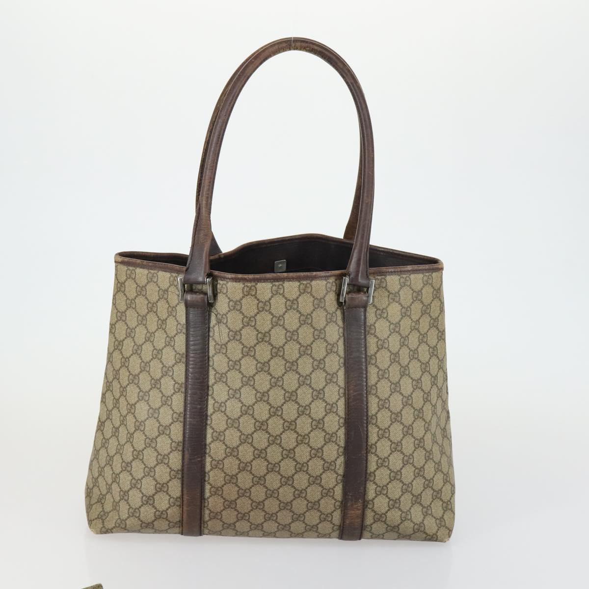 GUCCI GG Canvas Supreme Shoulder Bag Leather 4 Set Beige Red Auth 151517