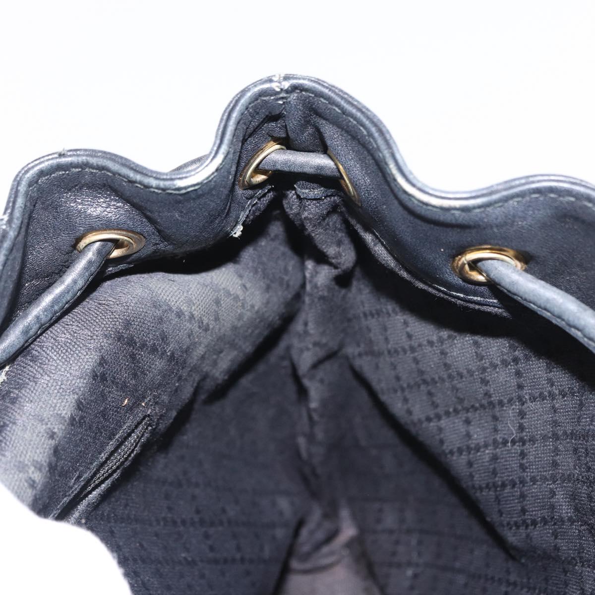 GUCCI Bamboo Backpack Leather Black Gold 003 2058 0030 Auth 151518