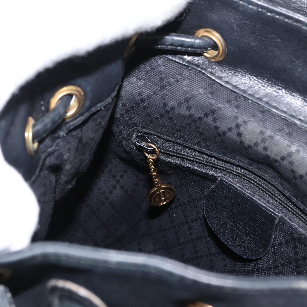 GUCCI Bamboo Backpack Leather Black Gold 003 2058 0030 Auth 151518