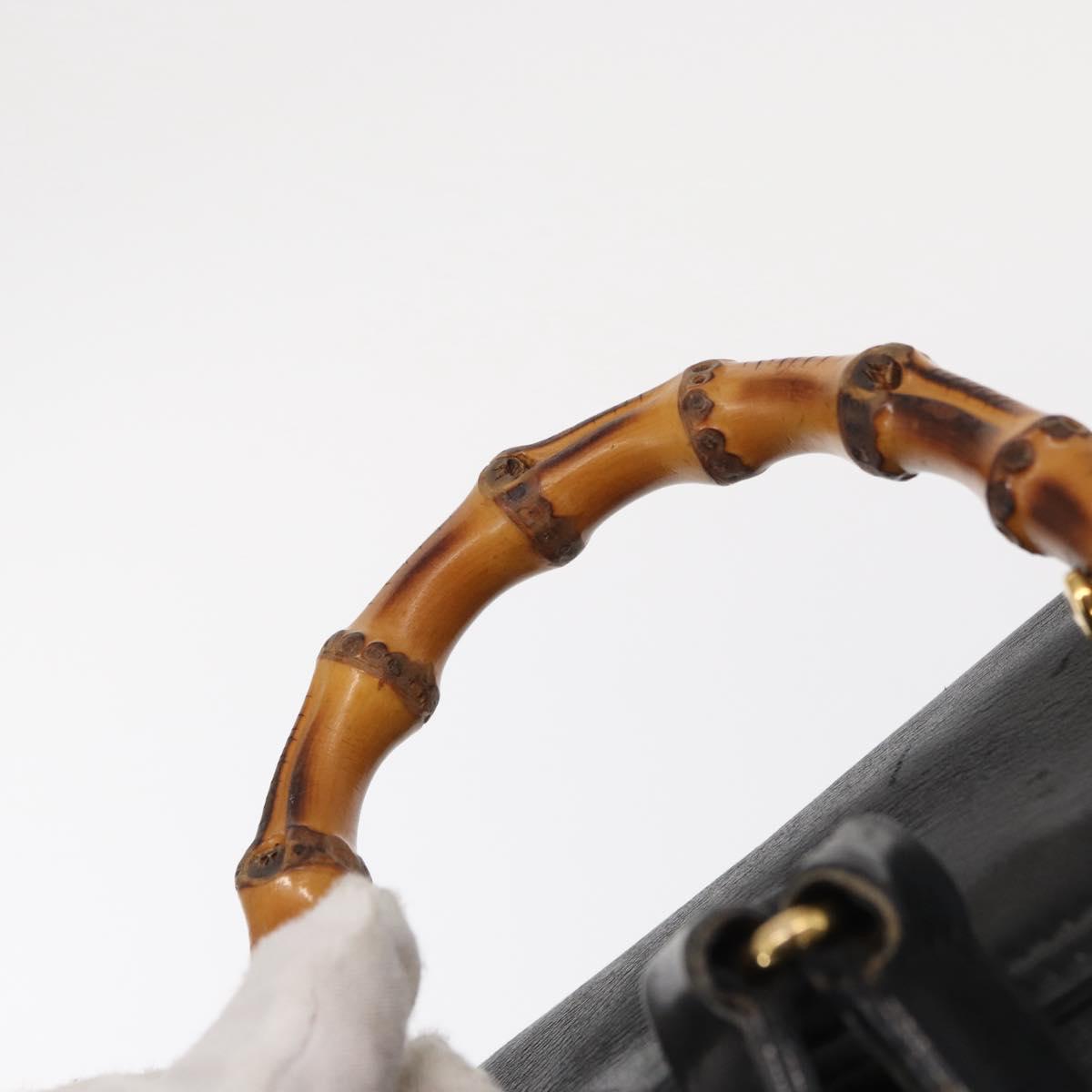 GUCCI Bamboo Backpack Leather Black Gold 003 2058 0030 Auth 151518