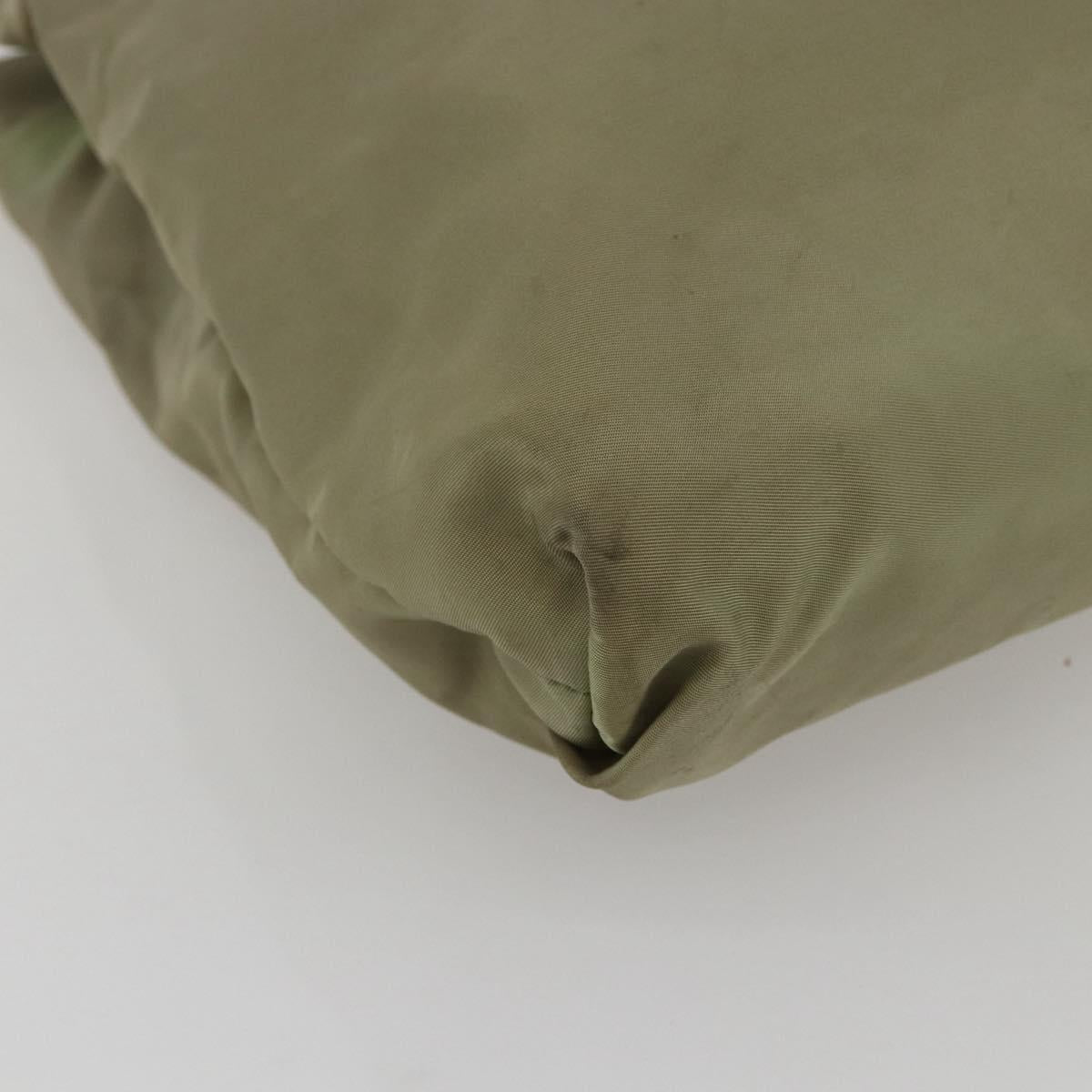 PRADA Tote Bag Nylon Beige Silver Auth 151519