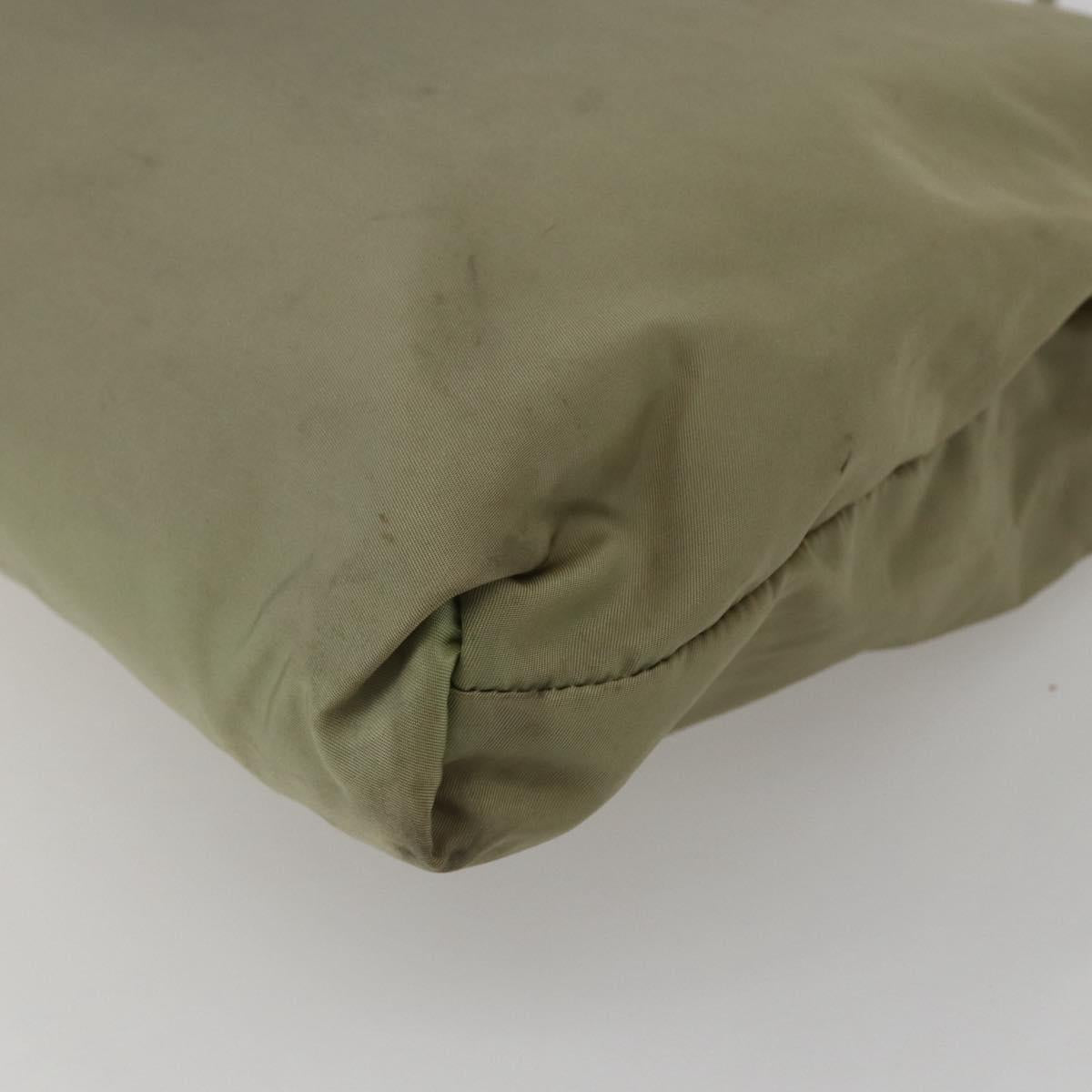 PRADA Tote Bag Nylon Beige Silver Auth 151519