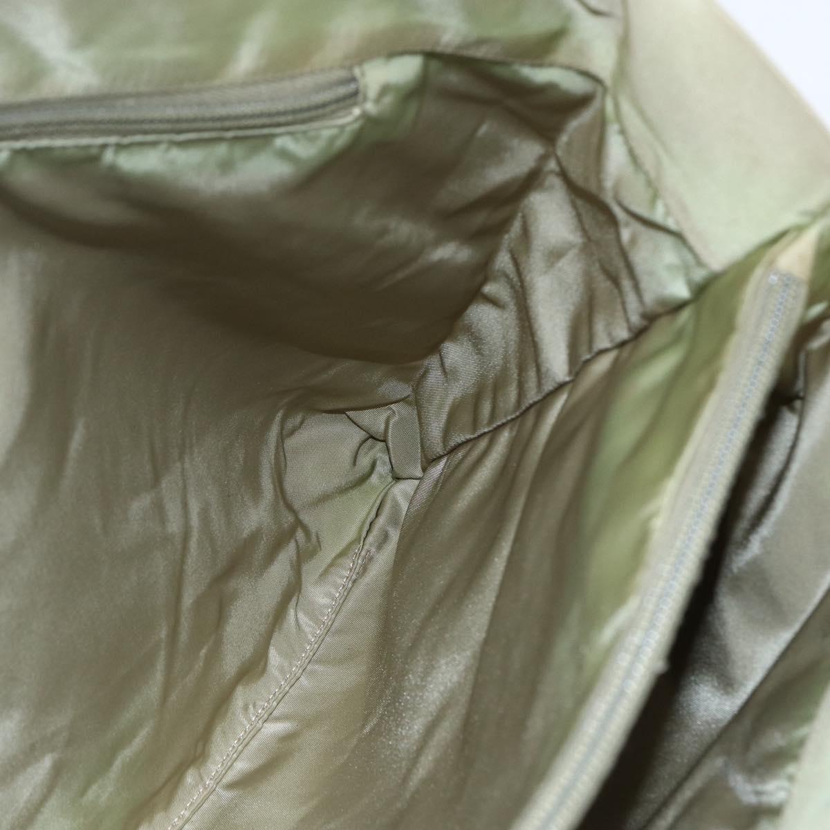 PRADA Tote Bag Nylon Beige Silver Auth 151519