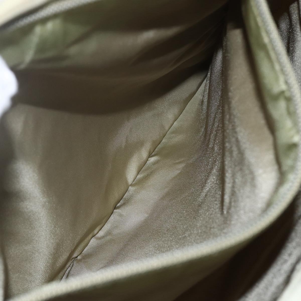 PRADA Tote Bag Nylon Beige Silver Auth 151519