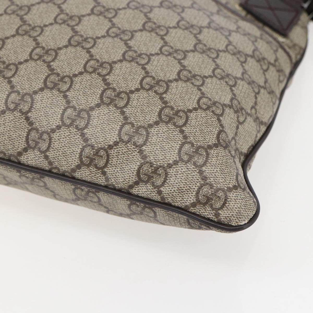 GUCCI GG Supreme Shoulder Bag PVC Beige Silver Auth 151520