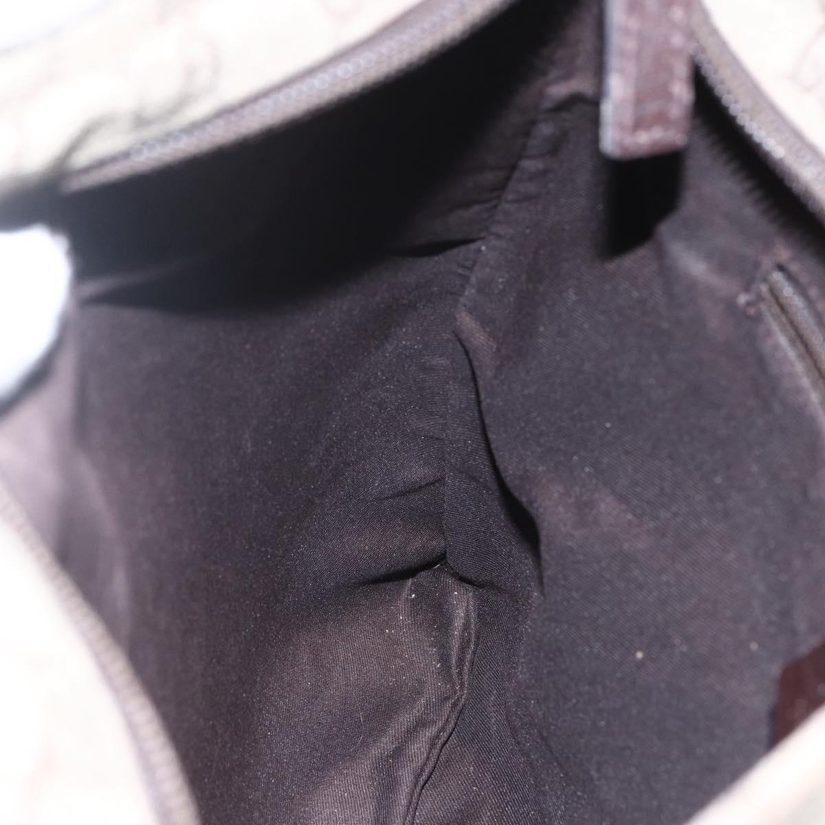 GUCCI GG Supreme Shoulder Bag PVC Beige Silver Auth 151520