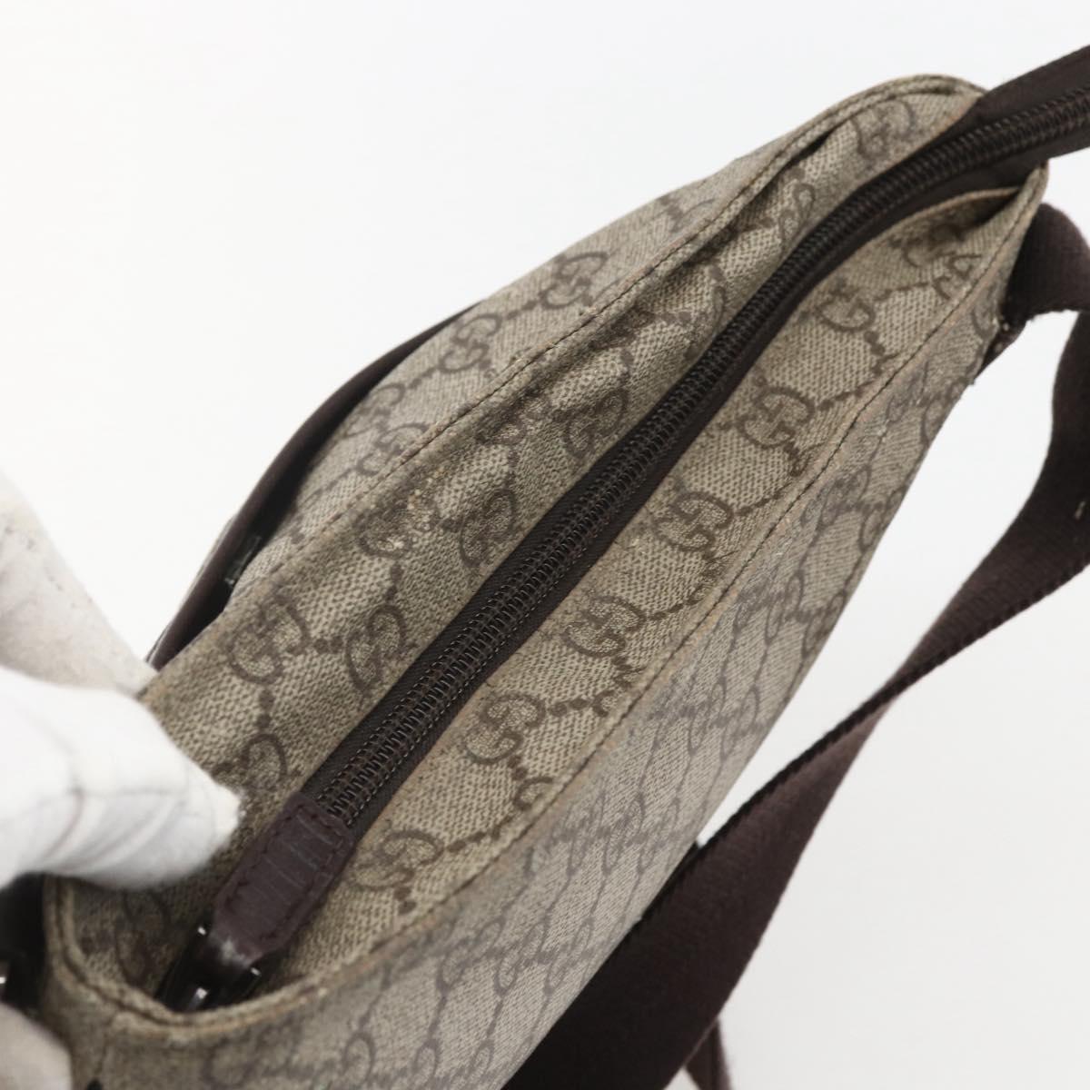 GUCCI GG Supreme Shoulder Bag PVC Beige Silver Auth 151520