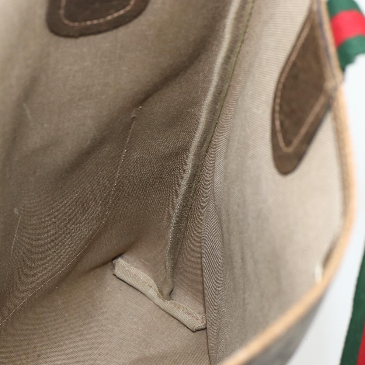 GUCCI GG Supreme Web Sherry Line Tote Bag PVC Beige Red 39 02 003 Auth 151523