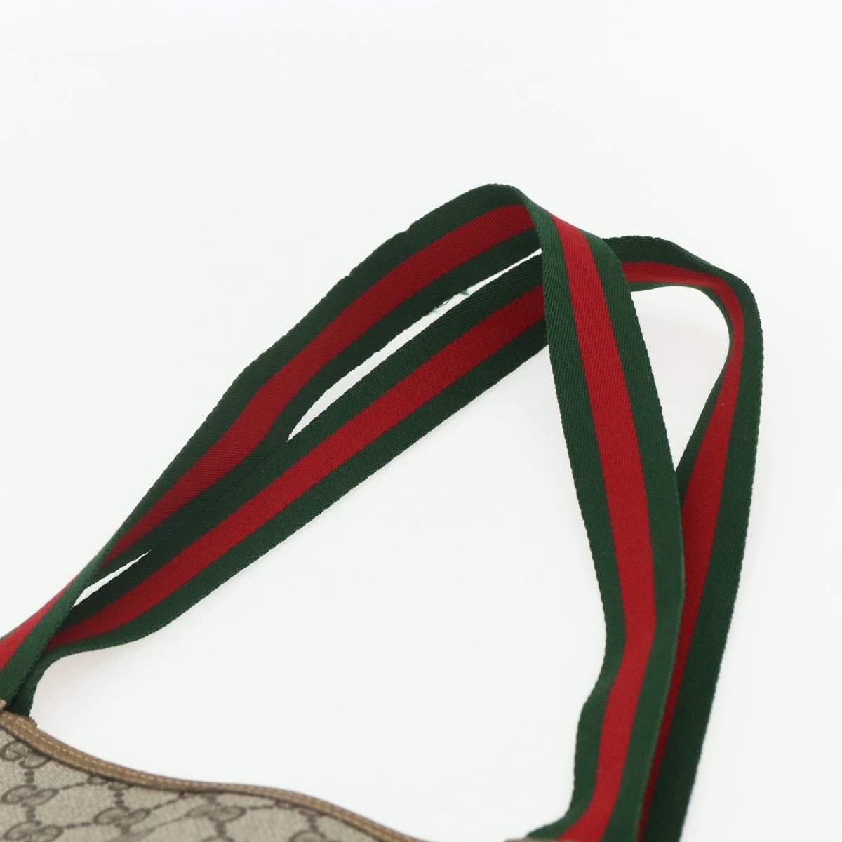 GUCCI GG Supreme Web Sherry Line Tote Bag PVC Beige Red 39 02 003 Auth 151523