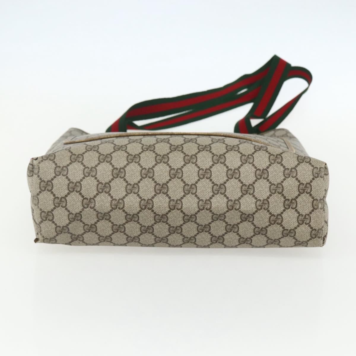 GUCCI GG Supreme Web Sherry Line Tote Bag PVC Beige Red 39 02 003 Auth 151523
