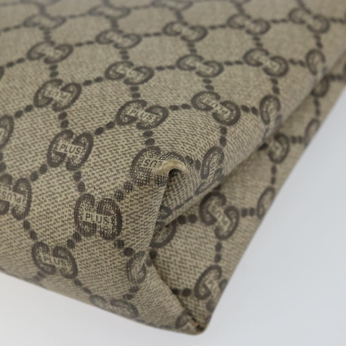 GUCCI GG Plus Supreme Clutch Bag PVC Beige Auth 151524