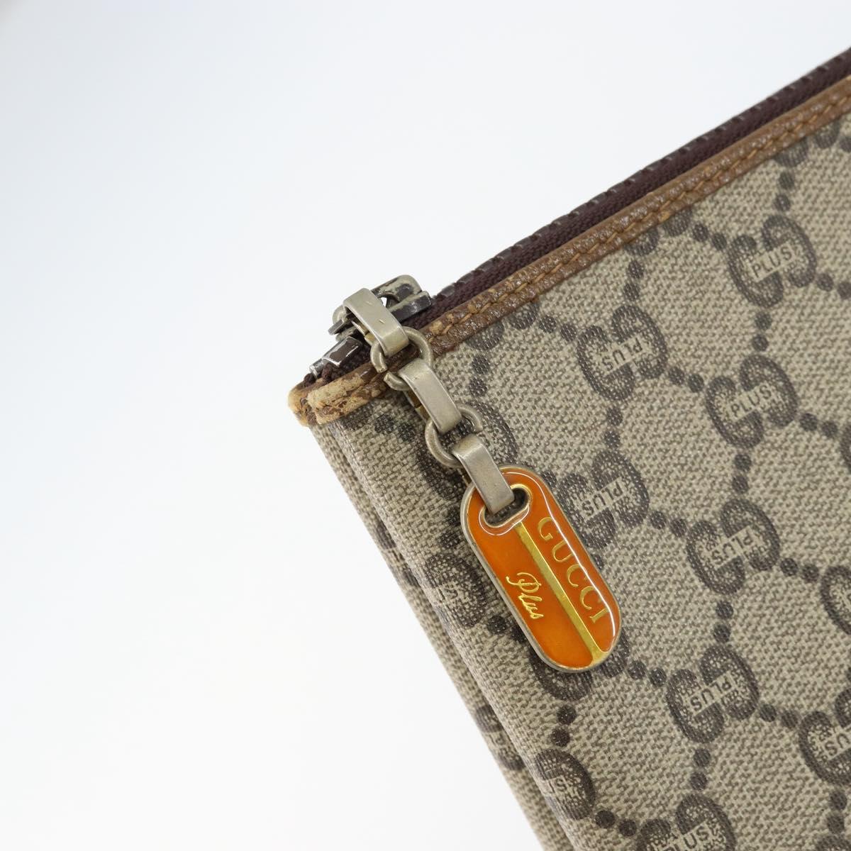 GUCCI GG Plus Supreme Clutch Bag PVC Beige Auth 151524