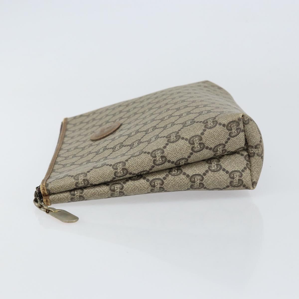 GUCCI GG Plus Supreme Clutch Bag PVC Beige Auth 151524