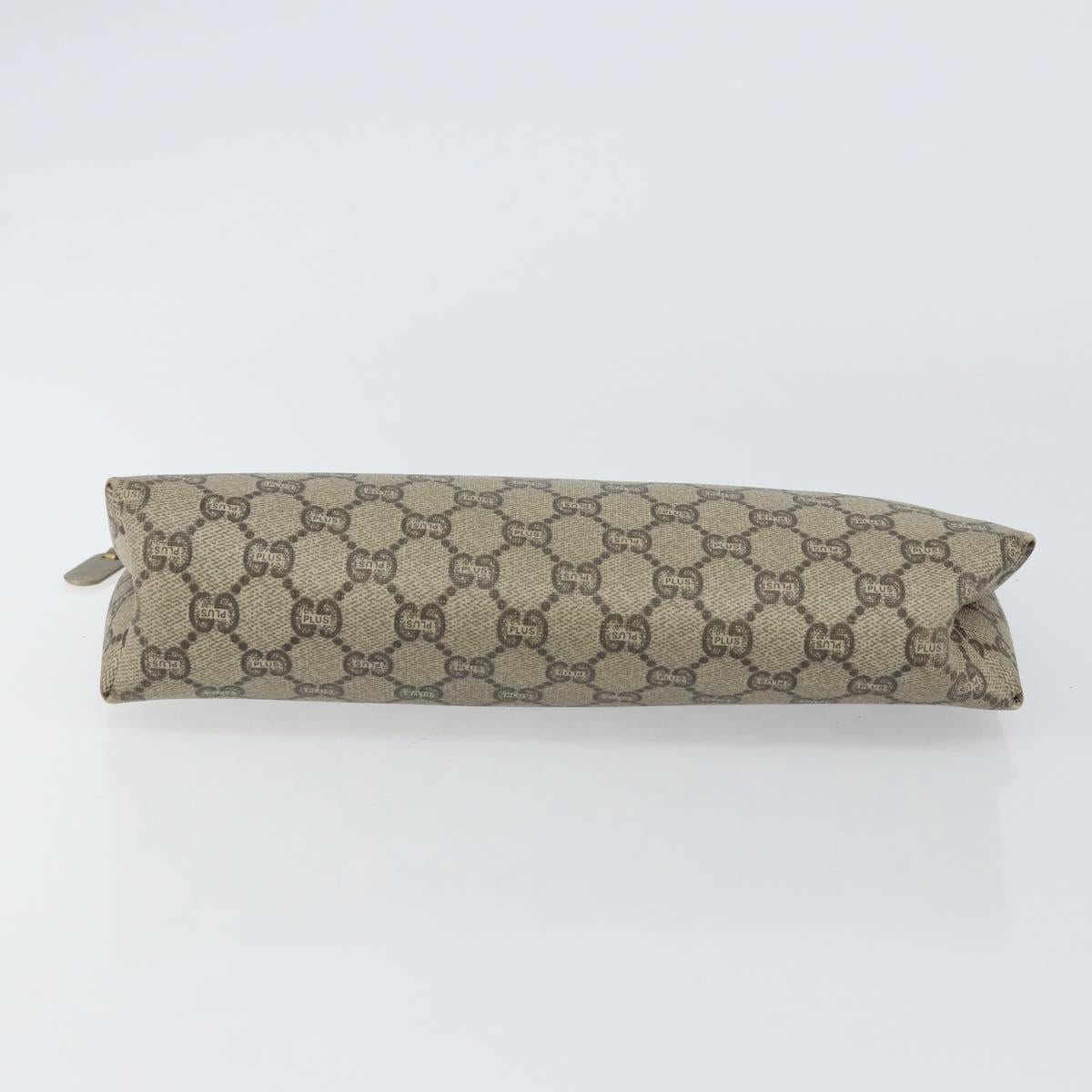 GUCCI GG Plus Supreme Clutch Bag PVC Beige Auth 151524
